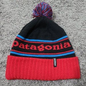 Patagonia Pom Pom Winter Hat Black, Red, and Blue